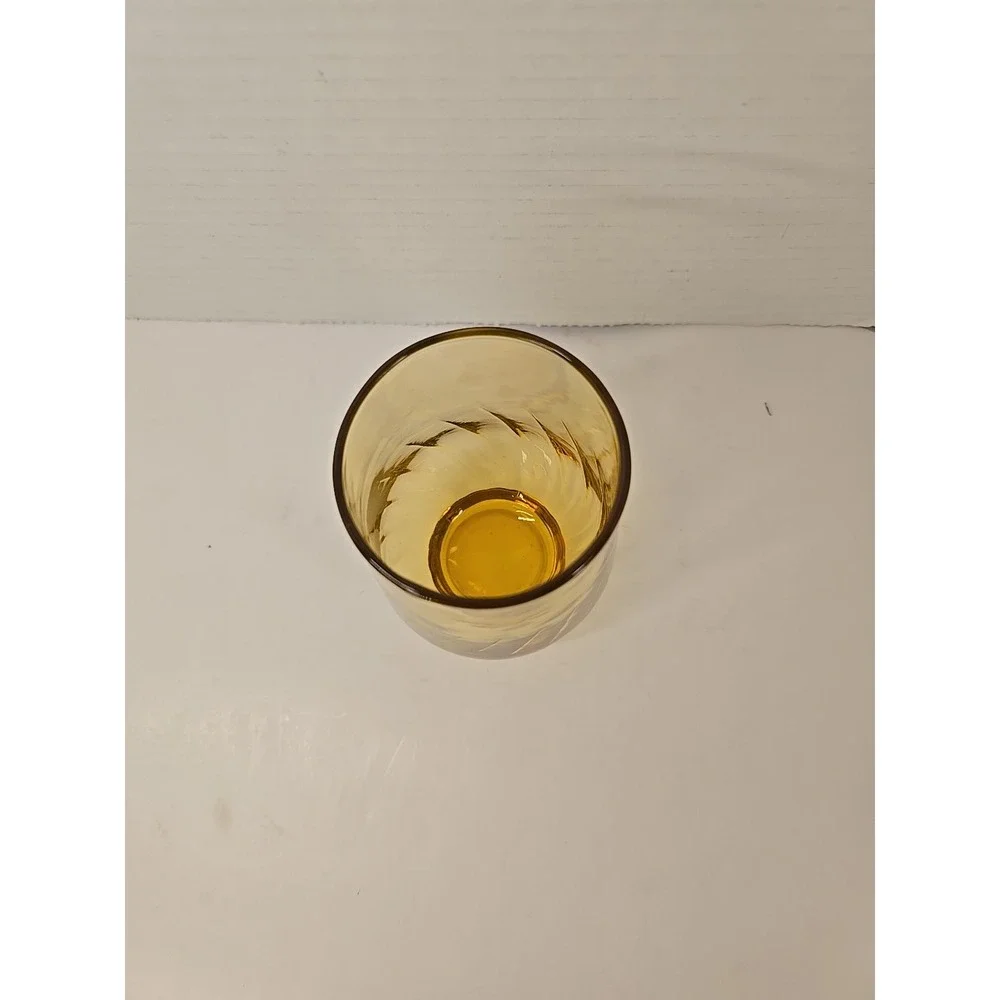 Anchor Hocking Regal‎ Honey Gold Flat Tumbler Glasses Swirl Optic
